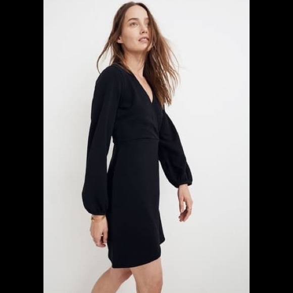 Madewell Dresses & Skirts - Madewell  Long Sleeve Faux Wrap Dress, Black, XS